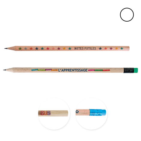 Crayon personnalisable rond sans vernis - Eco 17.6 cm