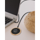 Logo lumineux ∅ 36 mm sur chargeur induction 15W en bois français