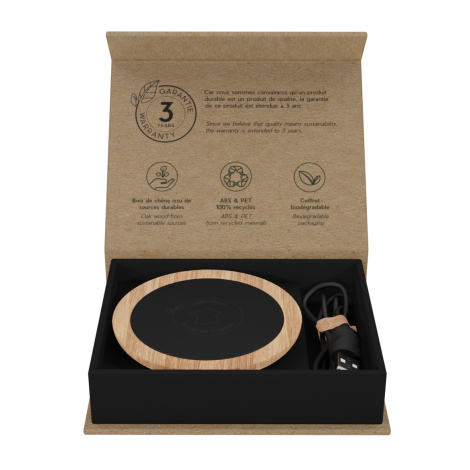 Coffret kraft avec câble USB-C rPET fourni avec le chargeur Made in France