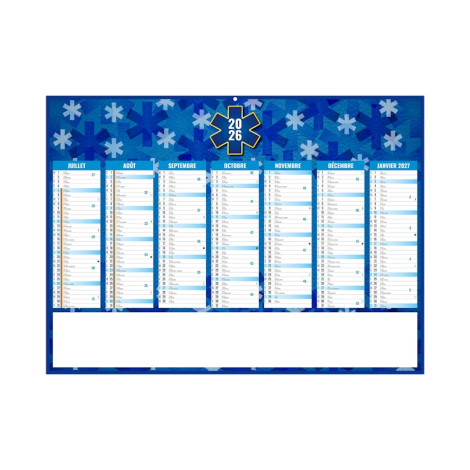Face verso du calendrier personnalisé 2026 avec grille de juillet à janvier