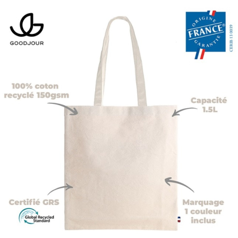 Tote bag publicitaire coton recyclé- 150 gr