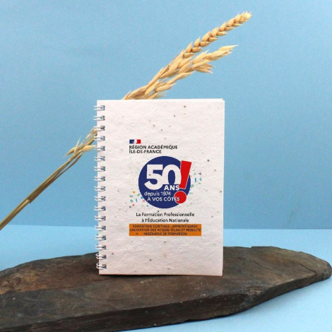 Carnet A6 en papier graines personnalisable