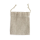 Pochon en toile de jute beige présenté à plat et vide, sans personnalisation.