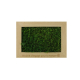 Cadre rectangulaire garni de mousse verte avec gravure apparente sur le cadre.