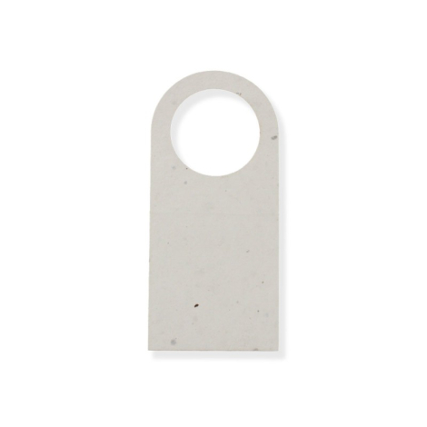 Collerette rectangulaire en papier blanc arrondi en haut avec trou circulaire, posée à plat, sans personnalisation visible.