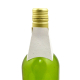 Collerette en papier blanc fixée autour du goulot d’une bouteille de vin, sans personnalisation visible.