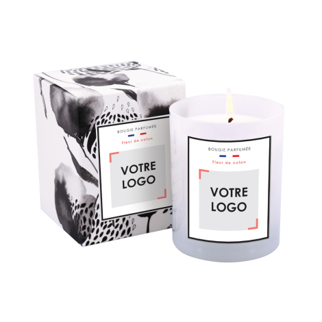 Bougie parfumée 180 g avec étui floral personnalisable