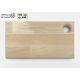Planche à découper rectangulaire en bois clair taille S, photographiée de face sur fond blanc, avec trou circulaire dans un angl
