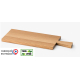 Planche à découper en chêne massif présentée en perspective sur fond blanc, montrant l’épaisseur, la surface plane et le manche 