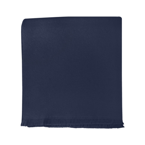 Écharpe unie bleu foncé en coton biologique présentée à plat