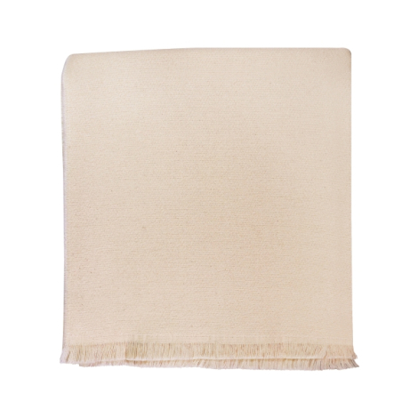 Écharpe beige clair coton biologique à plat avec franges visibles