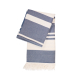 Fouta bleu et blanc rayée pliée avec larges bandes horizontales