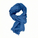 Chèche bleu moyen en coton enroulé avec franges Chèche bleu moyen en coton enroulé avec franges