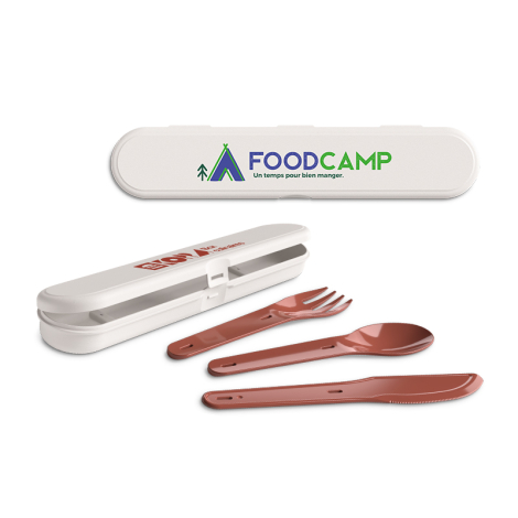 Boîtier de couverts ouvert et fermé avec personnalisation sur couvercle