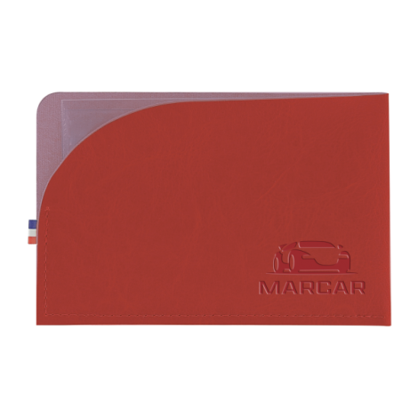 Porte carte grise rouge horizontal avec marquage bas droite face avant