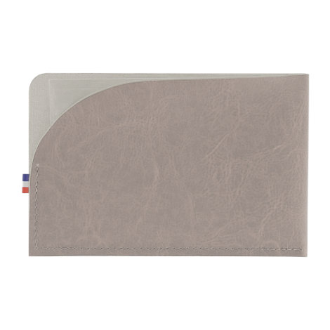 Porte carte grise gris horizontal avec rabat arrondi sans personnalisation