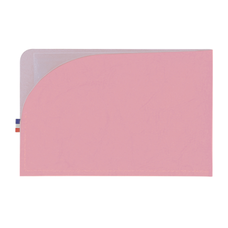 Porte carte grise rose clair horizontal avec rabat arrondi sans marquage