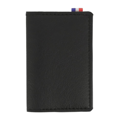 Porte-cartes noir avec coutures et étiquette tricolore sans personnalisation