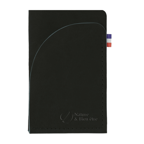 Porte-cartes noir matière végétale avec marquage bas droite face avant