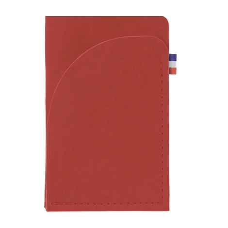 Porte-cartes rouge matière végétale avec rabat arrondi sans personnalisation