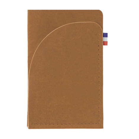 Porte-cartes marron clair matière végétale avec rabat arrondi sans personnalisation