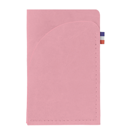 Porte-cartes rose clair matière végétale avec rabat arrondi sans marquage