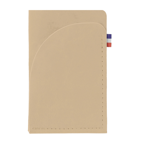 Porte-cartes beige clair matière végétale avec rabat arrondi sans marquage