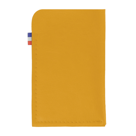 Porte-cartes jaune matière végétale avec rabat arrondi sans marquage
