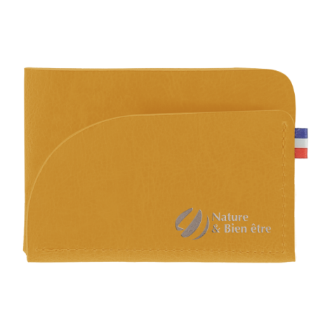 Porte-cartes jaune horizontal avec marquage bas droite face avant
