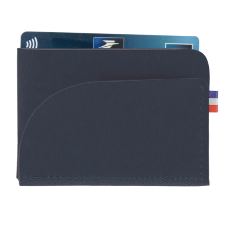 Porte-cartes bleu foncé horizontal avec carte insérée sans marquage