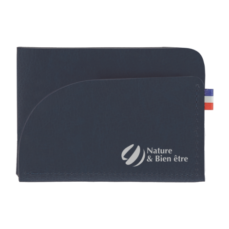 Porte-cartes bleu foncé horizontal avec marquage bas droite face avant