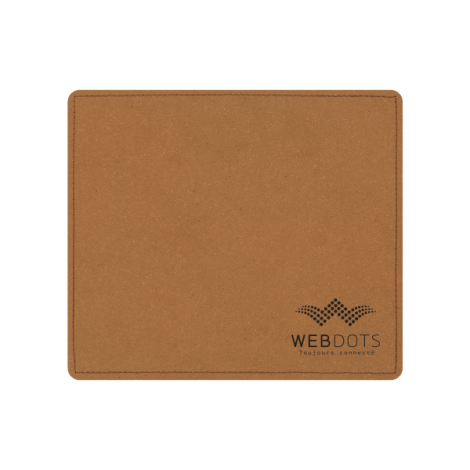 Tapis de souris marron clair avec marquage visible bas droite