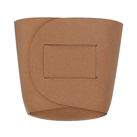 Pot à crayons marron clair vue dos avec système d’assemblage