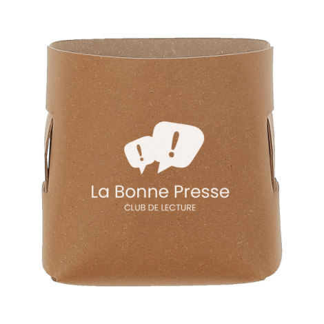 Pot à crayons marron clair avec marquage blanc centré