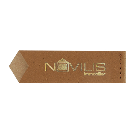 Marque-page marron clair avec marquage doré centré