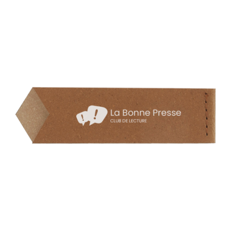 Marque-page marron clair avec marquage blanc centré
