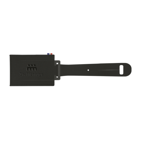 Étiquette bagage noire avec marquage ton sur ton face avant