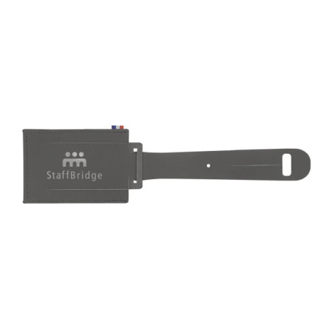 Étiquette bagage grise avec marquage blanc face avant