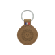 Porte-clés rond marron clair avec marquage ton sur ton centré