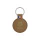Porte-clés rond marron clair avec marquage vert centré