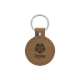 Porte-clés rond marron clair avec marquage noir contrasté
