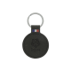 Porte-clés rond noir avec marquage ton sur ton centré