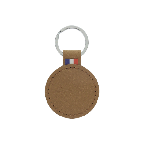 Porte-clés rond marron clair sans personnalisation