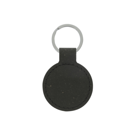 Porte-clés rond noir vue dos avec finition cousue