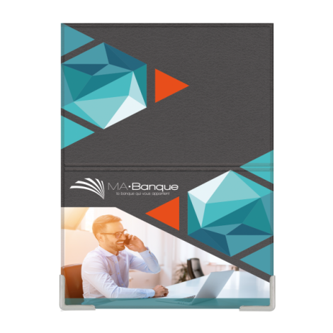 Porte-cartes gris avec impression graphique personnalisée face avant