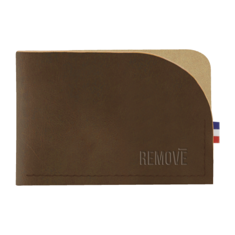 Porte-cartes brun avec marquage embossé ton sur ton