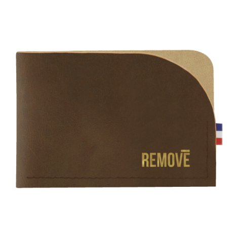 Porte-cartes brun avec marquage doré