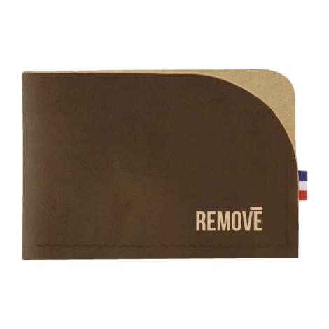 Porte-cartes brun avec marquage blanc contrasté