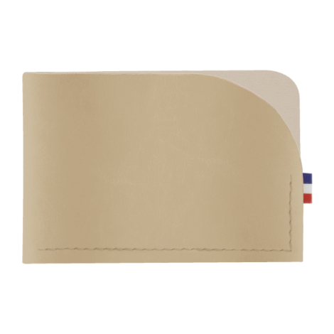 Porte-cartes beige clair avec rabat arrondi