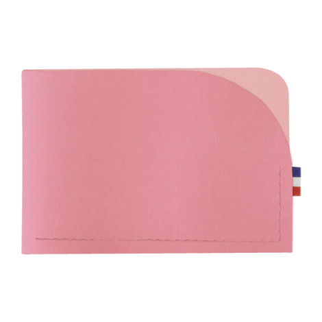 Porte-cartes rose clair avec rabat arrondi